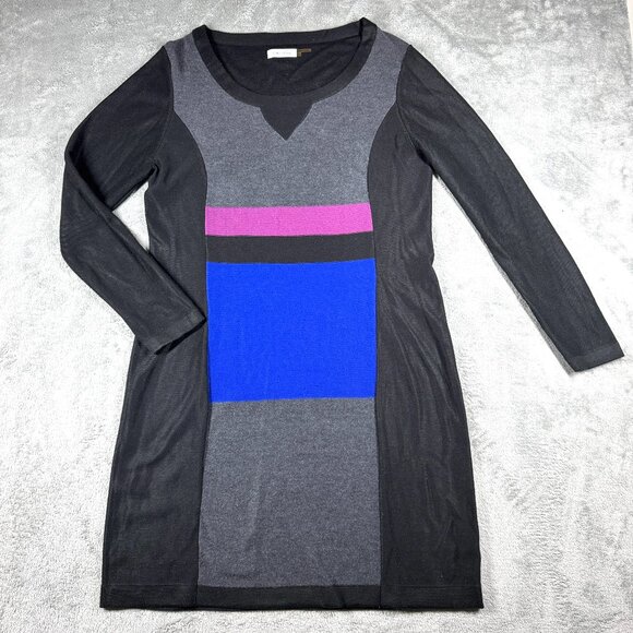 Calvin Klein Women’s XL Colorblock Knit Sweater Dress Gray Black Blue Pink - Picture 1 of 10